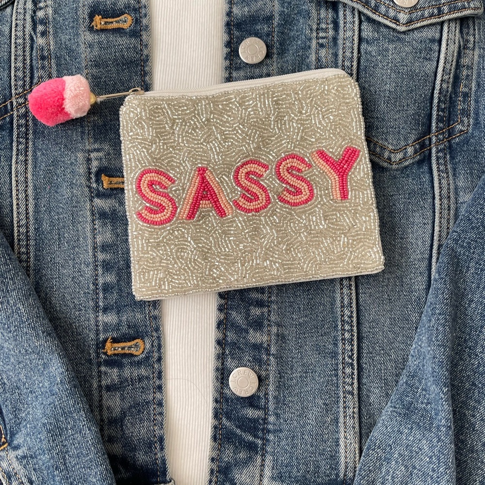 Sassy Coin Pouch Seed Bead Coin Pouch Beaded Coin Bag Pink Beaded coin purse - Picture 6 of 7